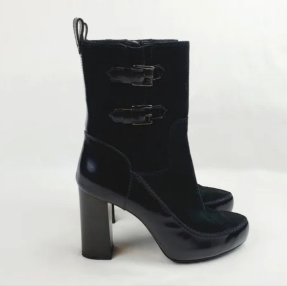Tod's black suede leather chunky heel boots - Picture 2 of 15